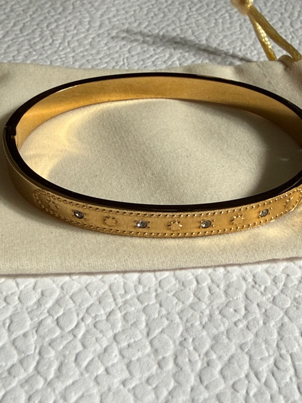 Gold-Tone Crystal Accent Hinged Bangle Bracelet - Women Accessories